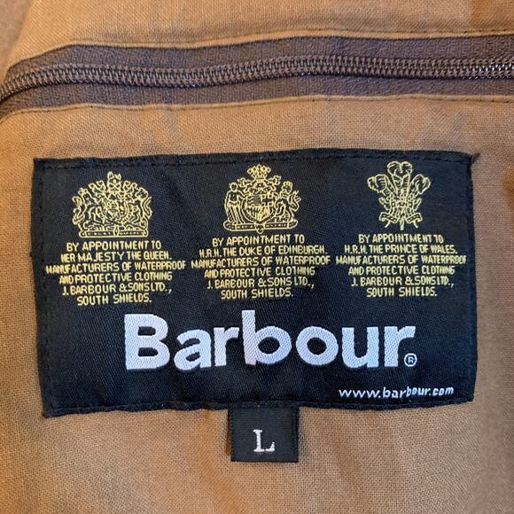 Barbour Weather Worked Beaufort Wax Jacket Mens Large Brown Chore Utility Coat - Picture 8 of 14